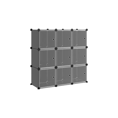 Cubes de rangement 9 pcs avec portes Noir PP (1/5)