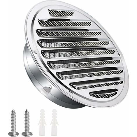 Grille De Ventilation - Acier Inoxydable 304 - Ø100 Mm - Pour Vmc Double Flux - Etanche Ip55 - Avec Lames Orientables Et Moustiquaire - 1 Unite (1/5)