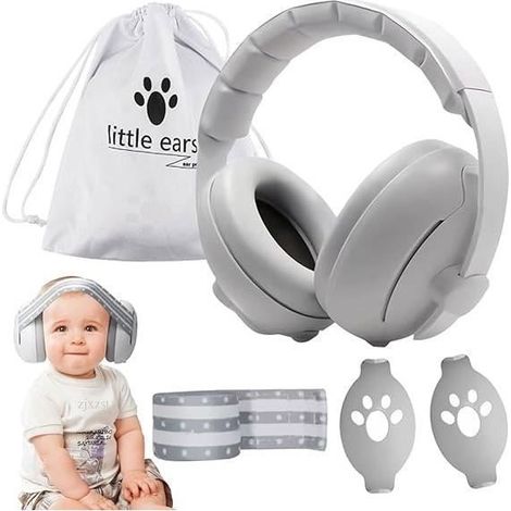 Casque Anti Bruit Bébé, 2 en 1 Casque Anti Bruit Enfant Confortable et Réglable, Protection Auditive pour Bébés Jusqu'à Étiquette (1/4)