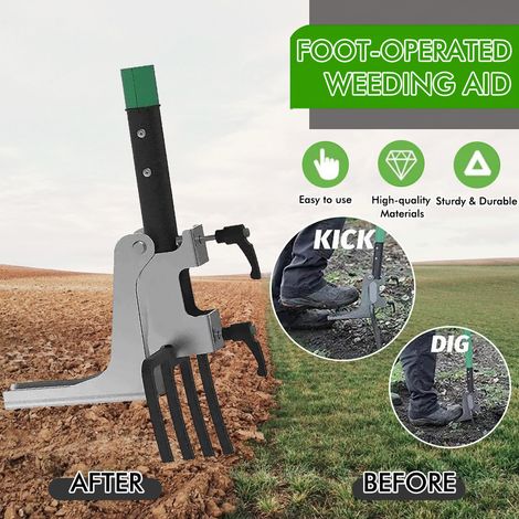 Lot de 2 désherbeurs à pédale – Extracteur manuel de racines pour jardin – Désherbage sans se baisser pour parterres et potagers (1/5)