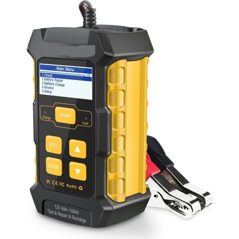 Testeur de charge de batterie Kw510 Complet automatique 1 2V 5A Testeur de voiture Testeur de batterie-Chargeurs de batterie Power Puls Réparation for système de démarrage automatique/de charge (1/5)