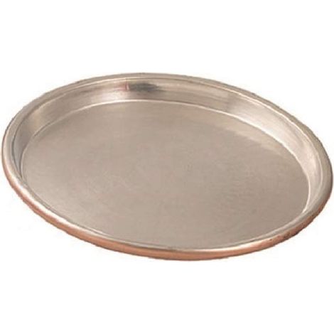 Valle del sapere 94080-34 Teglia Rame Stagnato, Tonda, Bordo da 3 cm, Diametro 34 cm