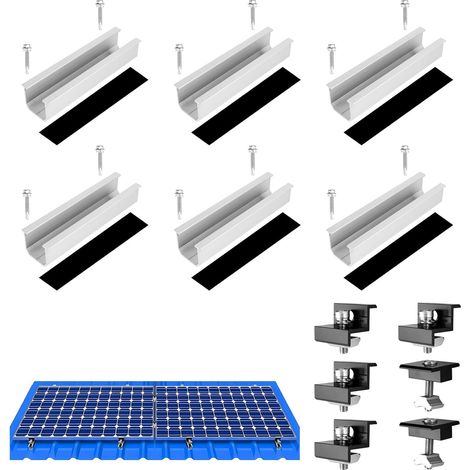 Montagekit für 12-cm-Solarmodule mit Zubehör, schwarz eloxiert, verstellbar von 30 bis 35 mm, für Solarmodule, Metalldächer, Flachdächer, PV-Montagekit
