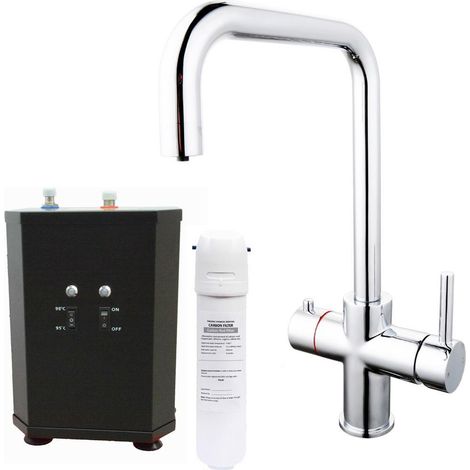3 in 1 Instant Boiling Water Hot Cold Water Angular Kitchen Tap Filter & Tank (1/4)
