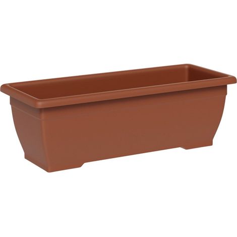 Vaso rettangolare ''Nara" in plastica 100% riciclata per fiori e piante da giardino -80 cm / Terracotta