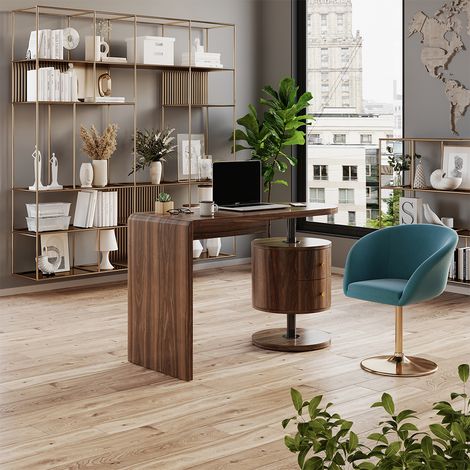 bureau Lara, Chêne rustique, 120 x 50 cm avec 2 tiroirs, Vicco