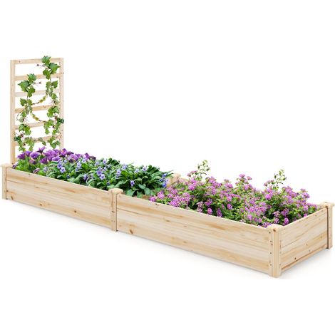 Aiuola rialzata in legno di abete 235 x 63 x 102 cm con pratico traliccio per un aspetto naturale del giardino 200018816