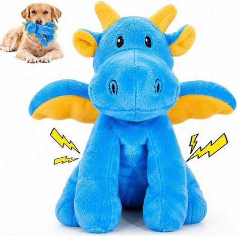 Kausicheres, mittelgroßes Dinosaurier-Plüschtier mit Zahnreinigungsnoppen, verstärkten Nähten, interaktives Spielzeug für Hunde (1/4)