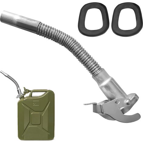 Pouring Spout: Flexible Fuel Canister Pourer Spout 5/10/20L Flexible Metal Drain Hose with 2 Replacement Rubber Gaskets for Sheet Steel Canister Car Pourer (1/5)
