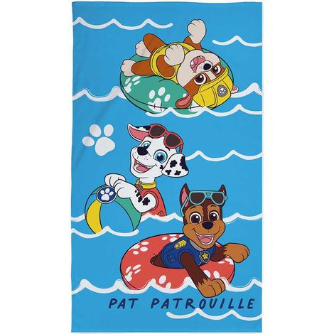 Serviette de plage PAT PATROUILLE 100% coton velours 70 x 120 cm Bleu Enfant