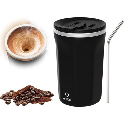 Tasse à café électrique auto-agitatrice : tasse en acier inoxydable, avec indicateur de température, magnétique pour thé, lait (1/5)
