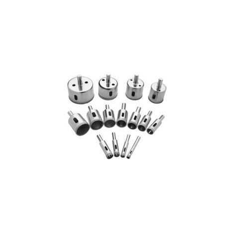 Foret de Diamant, 15 Pièces Scie Cloches Outils Set, Scie Cloche Carrelage pour Verre/Carrelage/Céramique/Marbre/Porcelaine Acier Au Carbone 8mm-50mm (1/5)