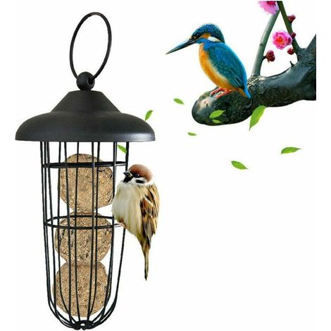 Bird Feeder, Squirrel-Proof Metal Bird Feeder, Automatic Hanging Feeder, Fat Ball Holder, Feeding Tool (1/5)