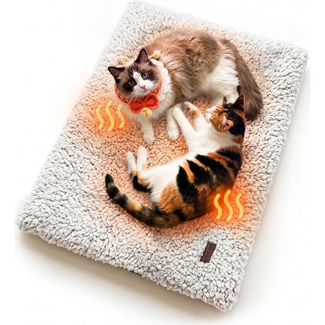 Tapis Chauffant pour Chat Coussin Auto Chauffant Couverture sans électricité - Panier Doux et sécurisé pour Votre Animal - pour Petits Chiens et Chat 74 x 48 cm (1/5)