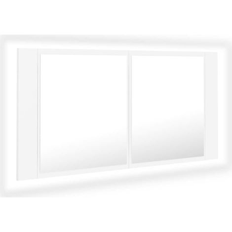 Mobile da Bagno Armadietto a Specchio con Luci LED Bianco 90x12x45 in Acrilico (1/5)