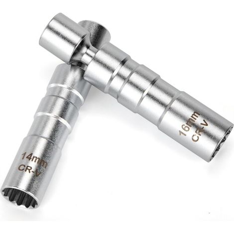 Chiave per candele da 14 mm/16 mm, bussola girevole per candele con punte magnetiche per la rimozione di candele automobilistiche, 2 pezzi (1/5)