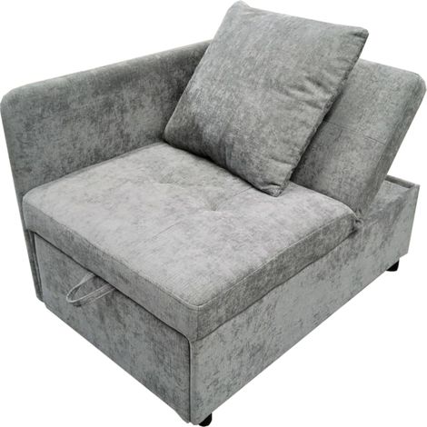 Sofá cama 3 en 1 gris de lino con respaldo reclinable, 177 x 68 x 65 cm, HOMVRA (1/5)