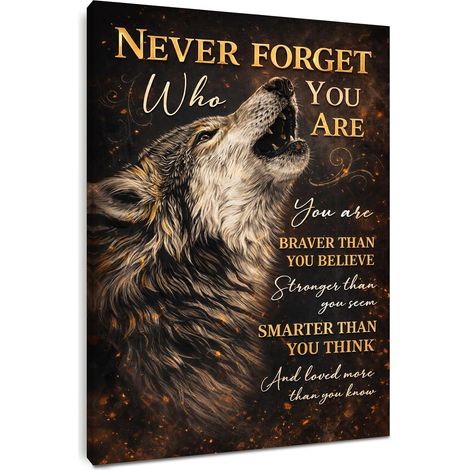 Tableau mural 30 x 40 cm avec cadre – Tableau mural pour salon – Poster de loup avec inscription en allemand – Images sur toile modernes et décoration murale pour le salon (1/5)