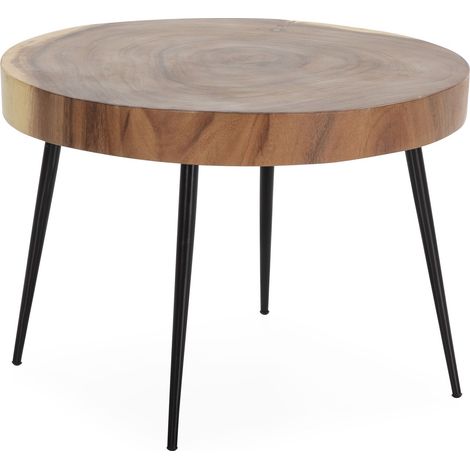 Mesa Auxiliar 65X65X45 Madera Natural/Metal Negro (1/2)