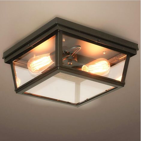 Schwarze Design Deckenleuchte mit Glasfenstern - Velia