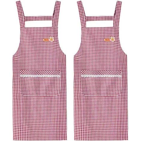 Lot de 2 tabliers en coton, poche centrale, sangle réglable, protection cuisine, adulte (1/5)
