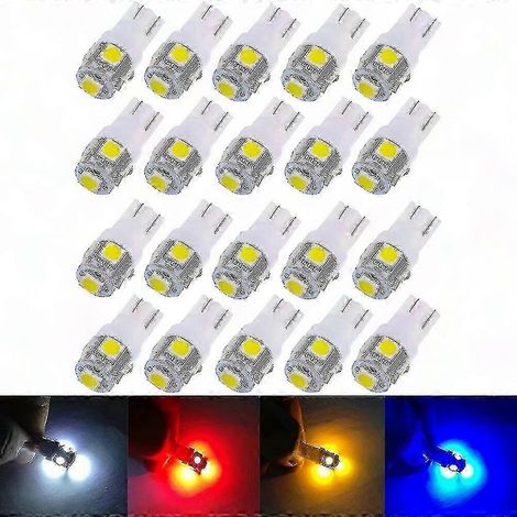 20pcs T10 W5W LED Auto Bulbs 5SMD 5050 Blanc Super Rouge Jaune 194 168 Ampoule Position Signal 12V Boris Wedge Clearance Lamp (1/5)