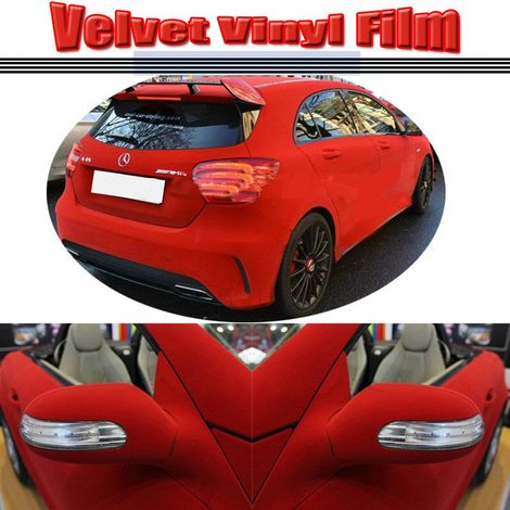 Nastro pellicola adesiva in velluto rosso wrapping per tuning e decorazione - Misura: 50mm x 2 Metri