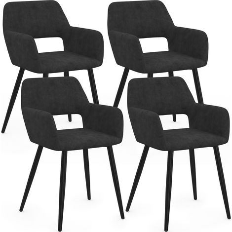 Set di 4 sedie da pranzo e poltrone da tavolo HOLY in velluto nero (1/5)