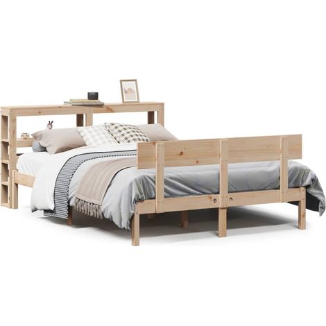 Lit double Lit adulte Cadre de lit sans matelas 140x190 cm bois de pin massif (1/5)