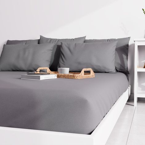 Soleil D Ocre – Drap housse 160x200 cm – Bonnet 25 cm – 55% polyester, 45% coton – Entretien facile, repassage inutile – Couleur gris