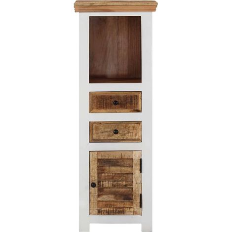 Maison Exclusive - Buffet haut Marron/blanc 40x30x110cm Bois de manguier/ d'acacia (1/5)