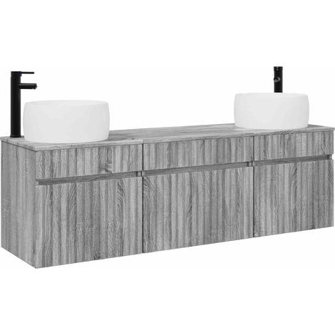 Bathroom Cabinet Set 3 pcs Grey Sonoma 49 x 44.5 x 66 cm vidaXL (1/5)