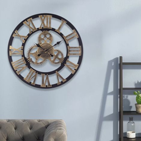 Gold 58cm Industrial Large Retro Silent Wall Clock (1/5)