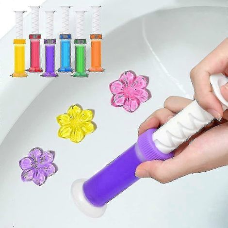 Lot de 6 tampons décoratifs pour toilettes, parfum longue durée, gel nettoyant et déodorant. (1/5)