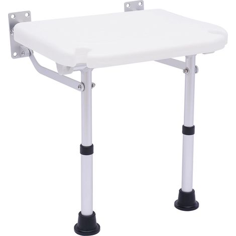 Asiento de ducha plegable montado en la pared con patas plegables para ancianos, taburete de ducha, ancianos y discapacitados Carga máxima 220 libras