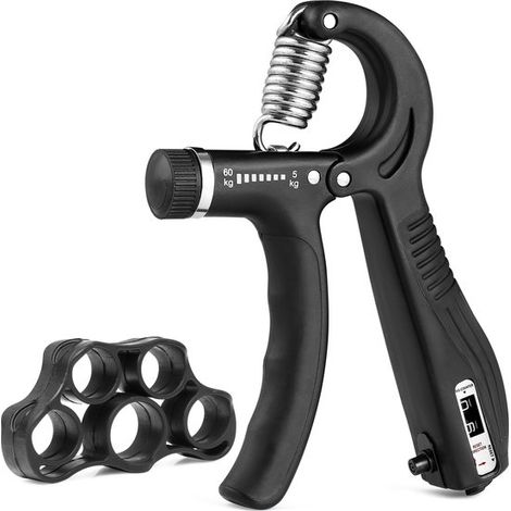 Entraîneur de main avec compteur numérique - Force réglable 5-60 kg - Poignée antidérapante - Renforceur de grip (1/5)