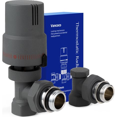 1/2" Gris Anthracite Vanne Thermostatique + Vanne de Retour Kit (1/5)