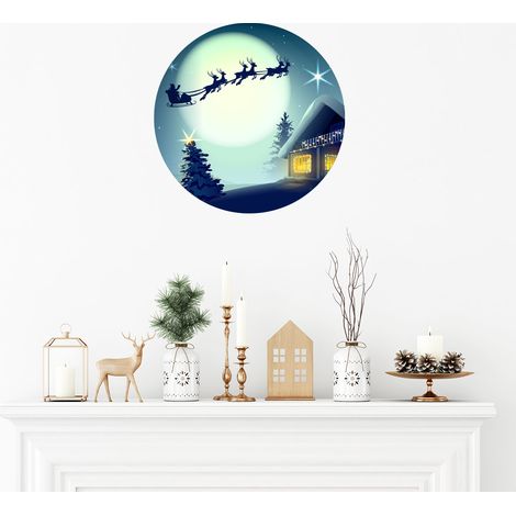 Sticker Noël voyage du père noël - Autocollants stickers adhésifs noël - décoration fêtes - 120x120cm (1/5)