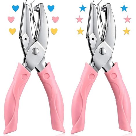 2 Pièces Perforatrice à Papier en métal avec poignée Souple en Forme de cœur/étoile pour Bricolage Artisanat Bureau Ecole Maison DIY Artisanat Scrapbook Cartes en Papier