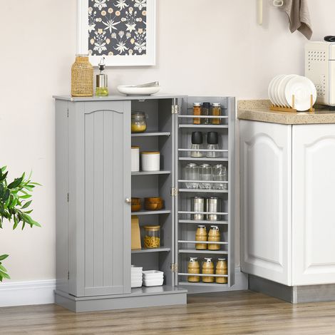 Mobile dispensa da cucina con 2 ante, 5 ripiani e 12 portaspezie - 60 x 30 x 104 cm - grigio (1/5)