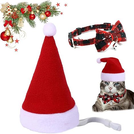 Weihnachtskostüm für Hunde und Katzen: Weihnachtsmannmütze und Fliege
