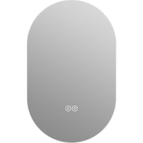 Miroir LED salle de bain ovale capsule 50 x 80 cm, anti-buée, variateur tactile, 3 couleurs, montage mural vertical, verre argenté HD sans cuivre pour salle de bain moderne - CHICFURN (1/5)