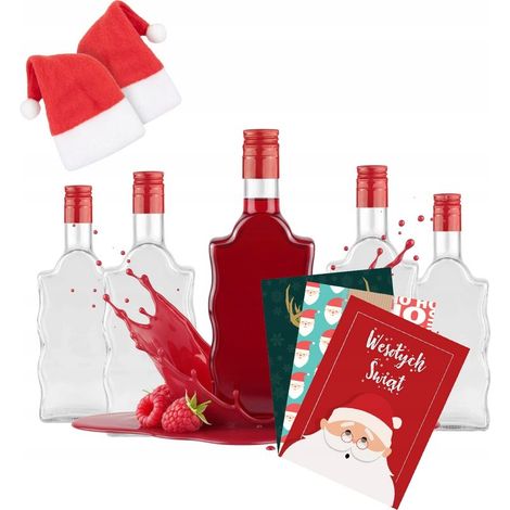 Lot de 5 bouteilles en verre ondulées de 500 ml + étiquette + bouchon - Cadeau de Noël (1/5)