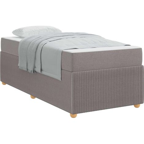 Lit simple  Lit adulte  Cadre de lit avec matelas Taupe 80 x 200 cm tissu