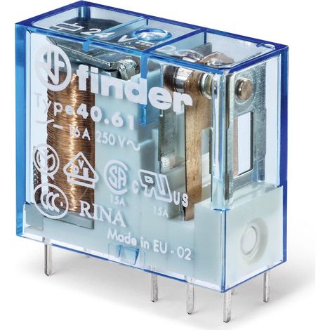 Relais circuit imprimé 1NO 16A 24V DC AgSnO2 lavable FINDER 406190244301PAC