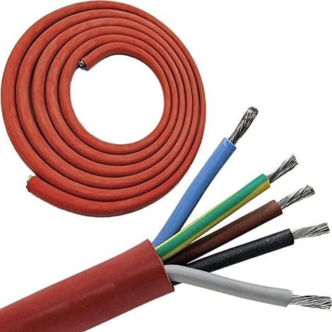 Câble en silicone SIHF-J 5 x 2,5 mm pour poêle à sauna jusqu'à 9 kW (vendu au mètre) 3m rouge (1/5)