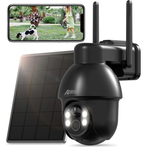Anran – Caméra de surveillance WiFi extérieure 5MP – Vision nocturne couleur – Rotation 360° – Audio bidirectionnel – Détection PIR – Étanchéité IP65