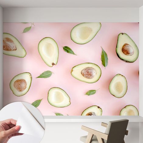 Papier peint autocollant avec imprimé décoratif pour salon et chambre à coucher Installation facile Composition d'avocats 152x104 cm (1/5)