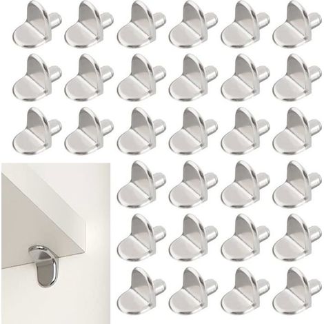 Ecleanfy - 30 Pièces Chevilles de Support d'Étagère, 5mm Taquet Étagère Support en Forme de L en Bois et Verre de Armoire (1/5)