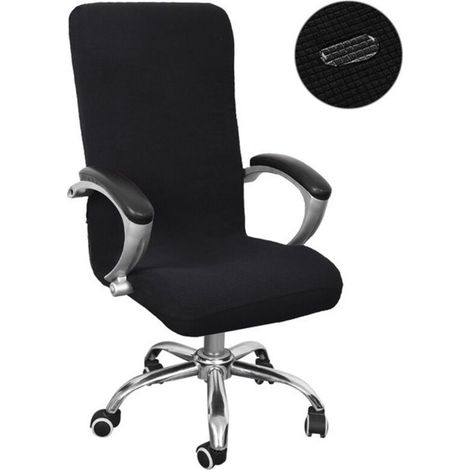 Basetbl – Housse de chaise extensible en microfibre – Taille M – Ajustement élastique pour bureau – Lavable en machine – Couleur noir (1/5)
